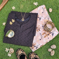 Black & Floral Beige