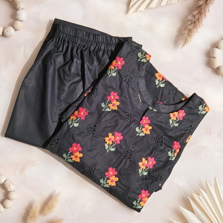 Black Embrioded Chicken Kari 2 Piece