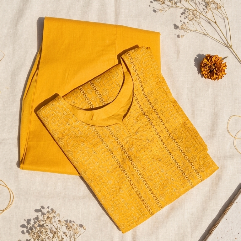 Yellow Embrioded Chicken Kari 2 Piece