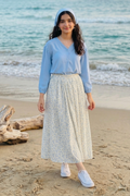 Off-white floral skirt with sky blue baggy shirt, Giraah