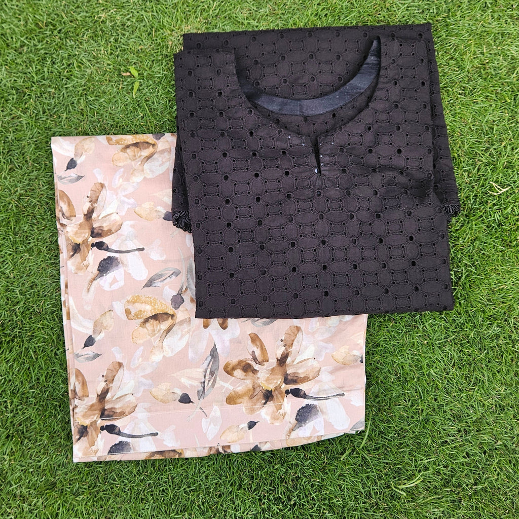 Black & Floral Beige