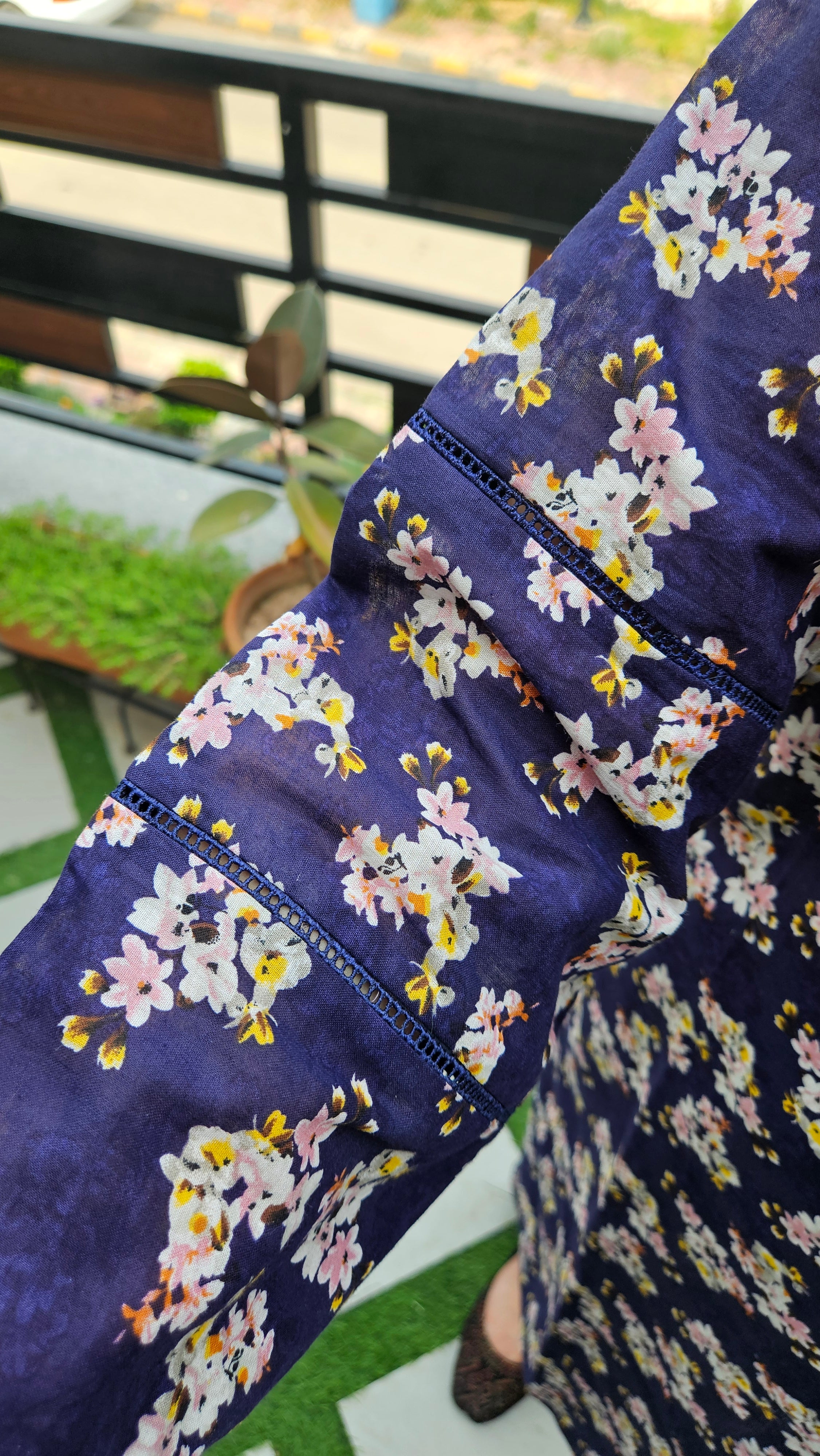 Blue Floral Long Shirt & Trouser
