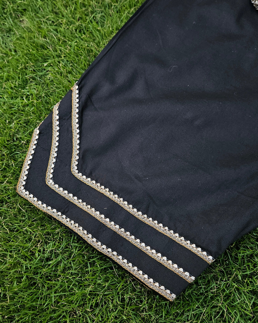 Black Cotton Shalwar Qameez with Gota