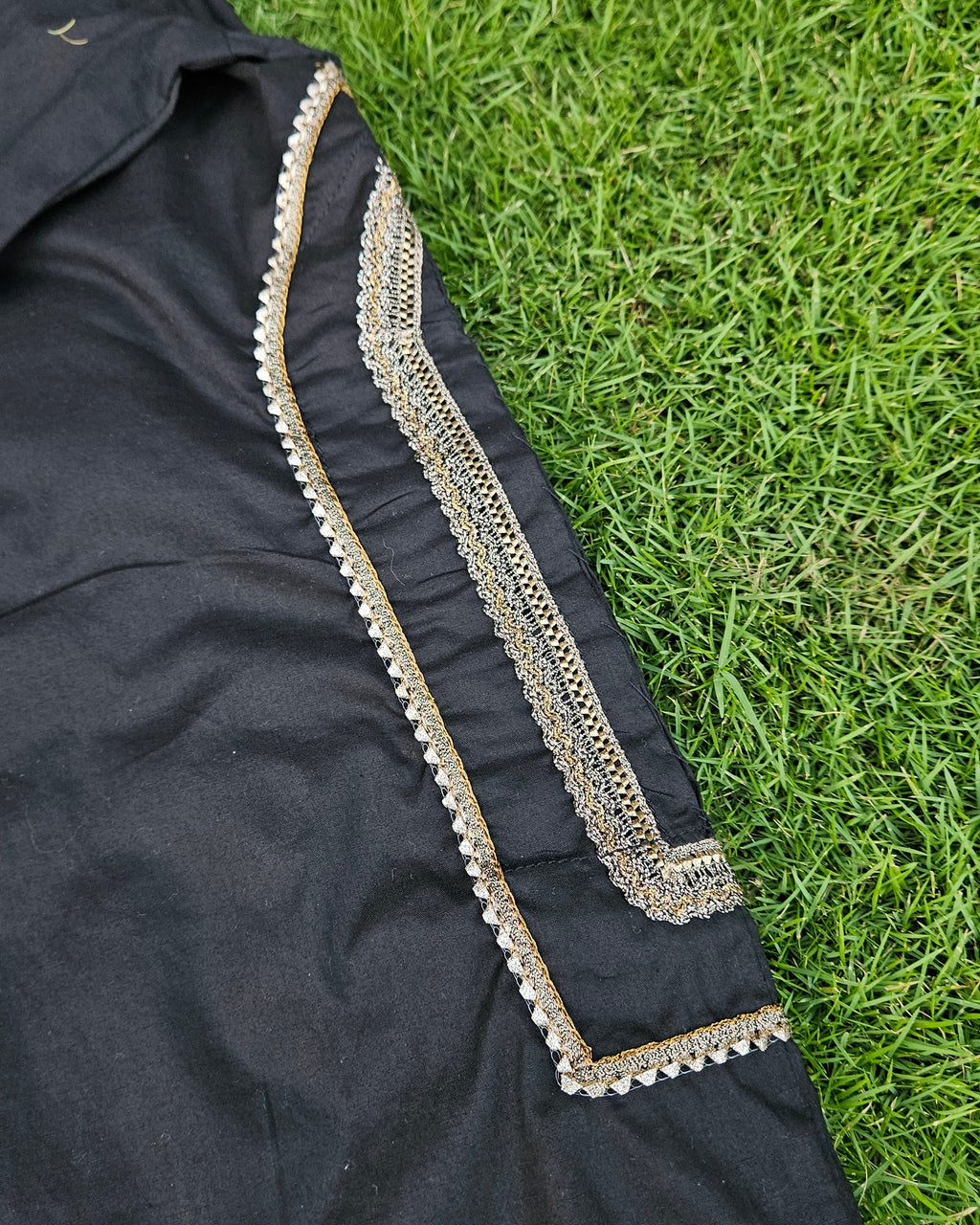 Black Cotton Shalwar Qameez with Gota