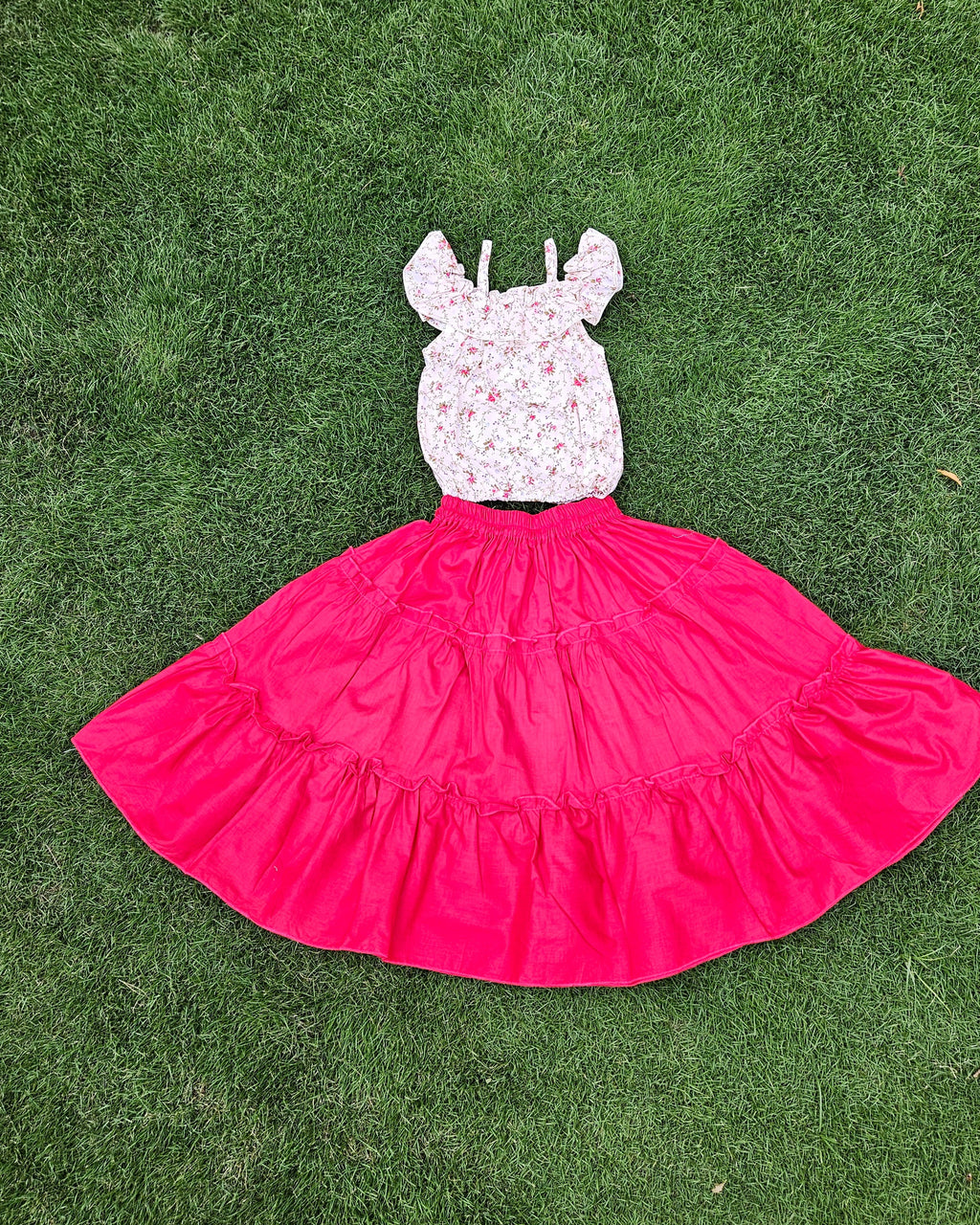 Pink Skirt & Floral Top for Kids