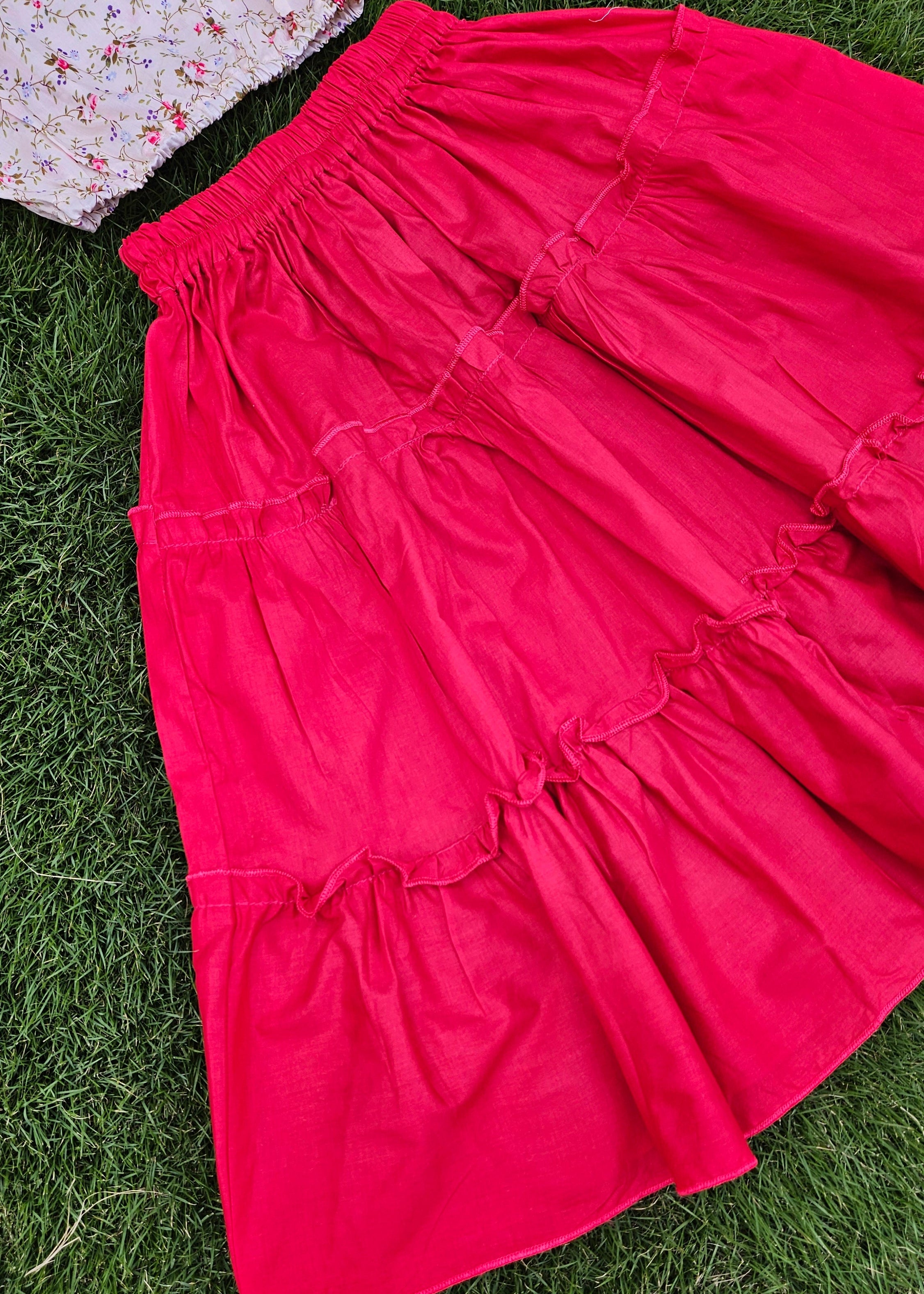 Pink Skirt & Floral Top for Kids