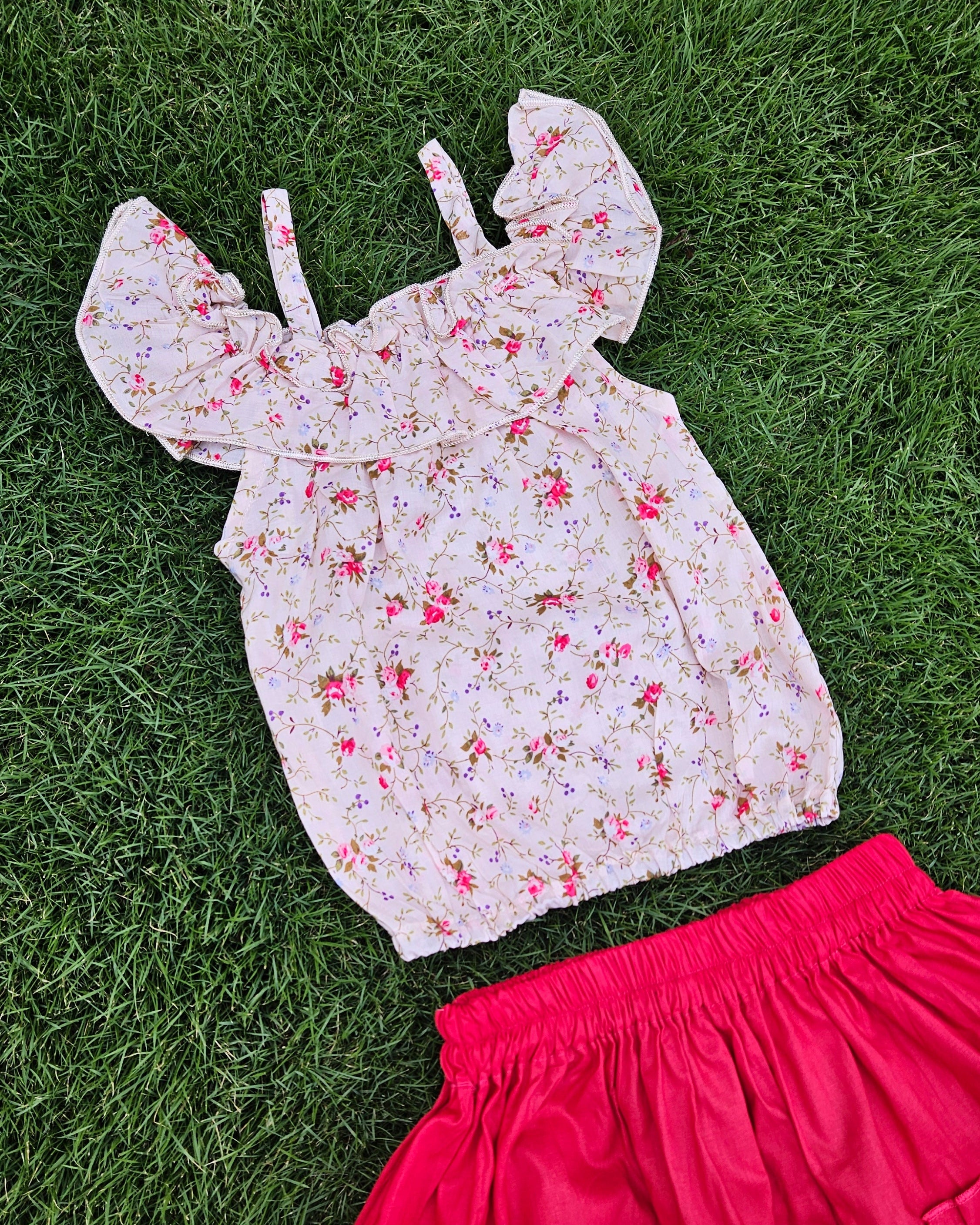 Pink Skirt & Floral Top for Kids