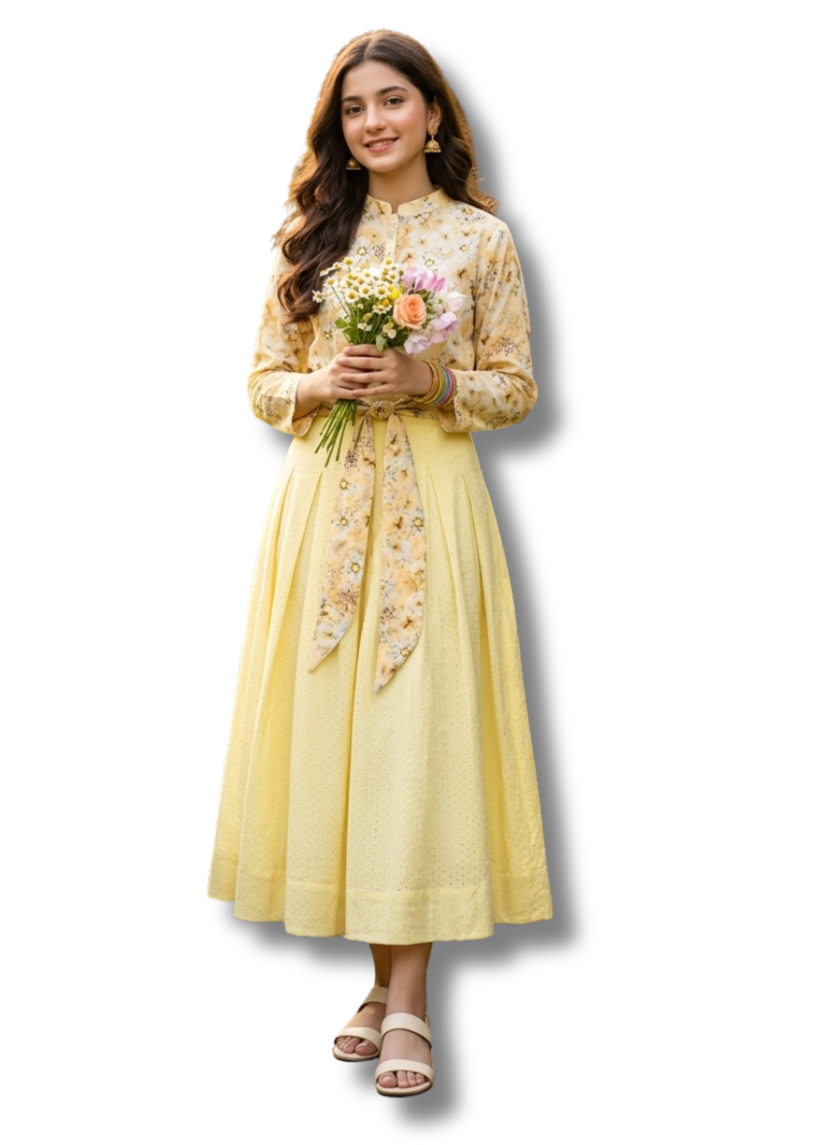 Yellow Chicken Kari Skirt With Floral Top