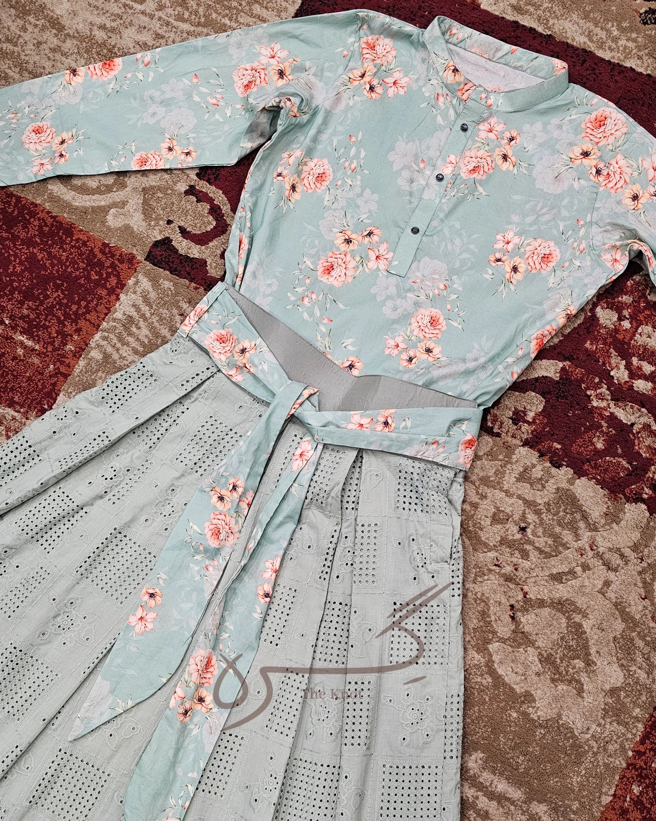 Green Chicken Kari Skirt With Floral Top