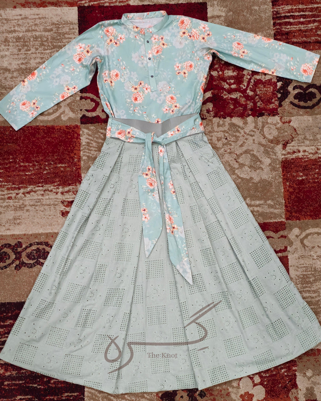 Green Chicken Kari Skirt With Floral Top
