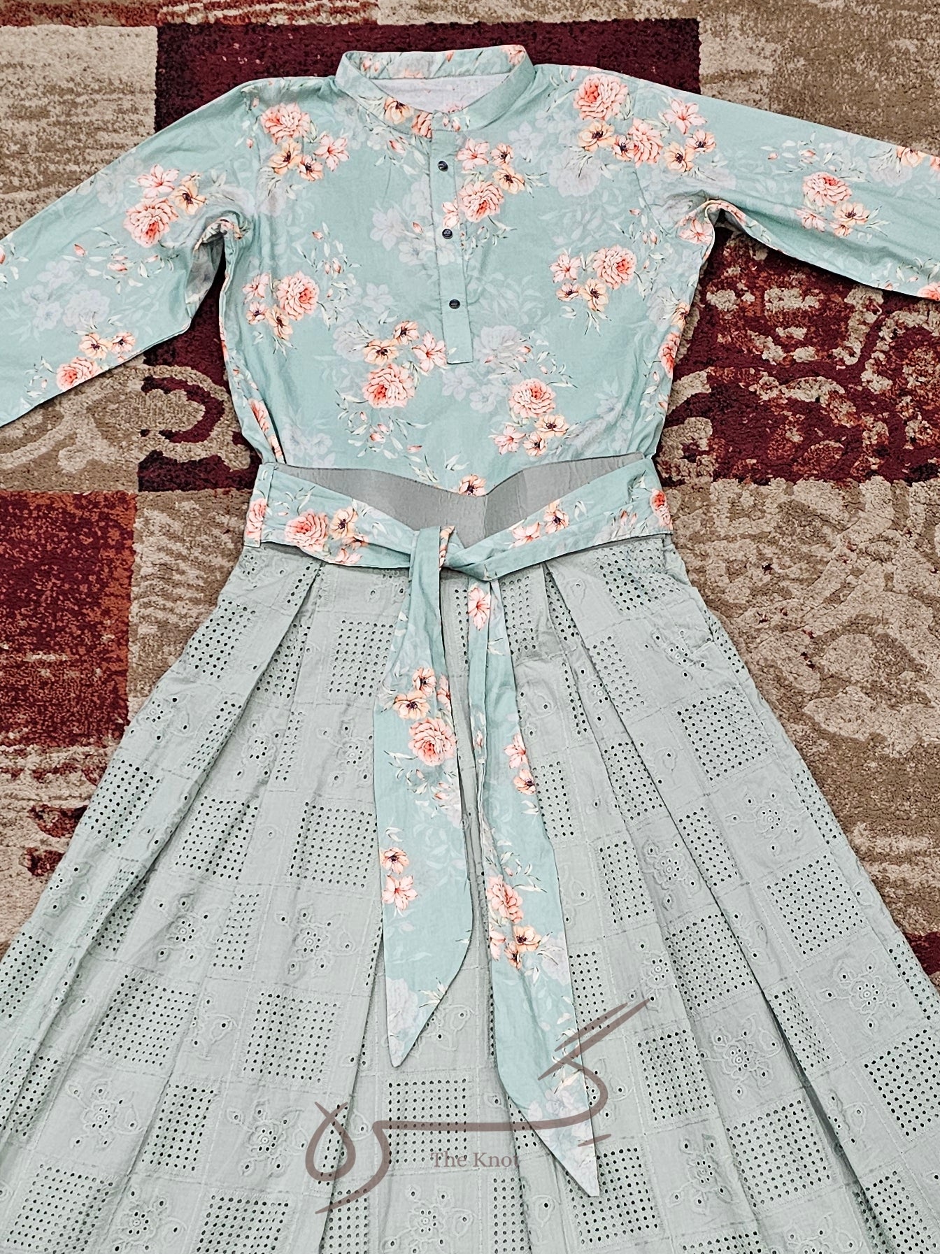 Green Chicken Kari Skirt With Floral Top