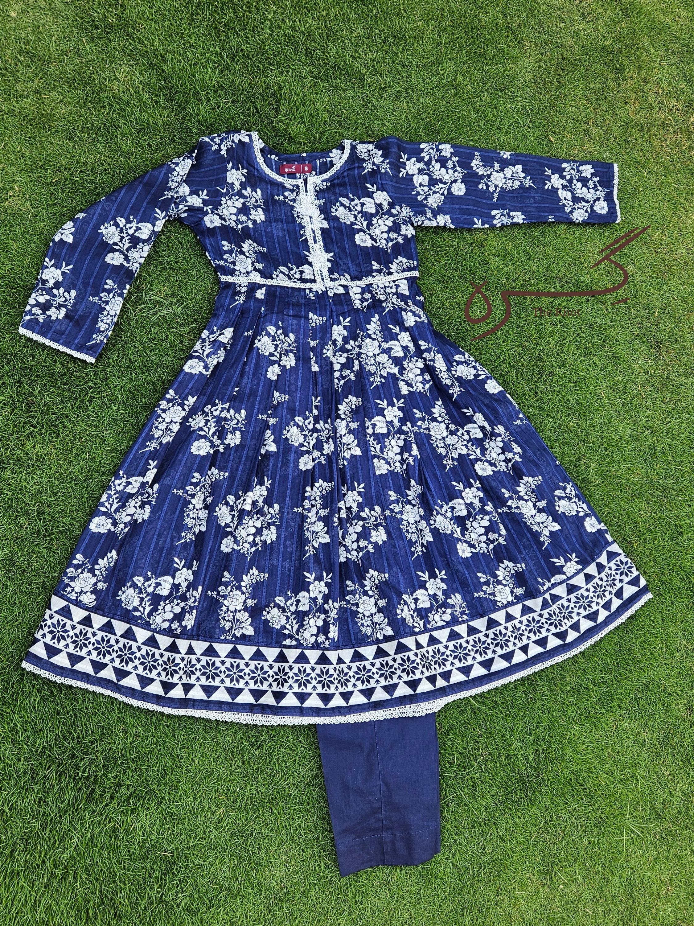 Blue Doria Lawn Frock Stiched