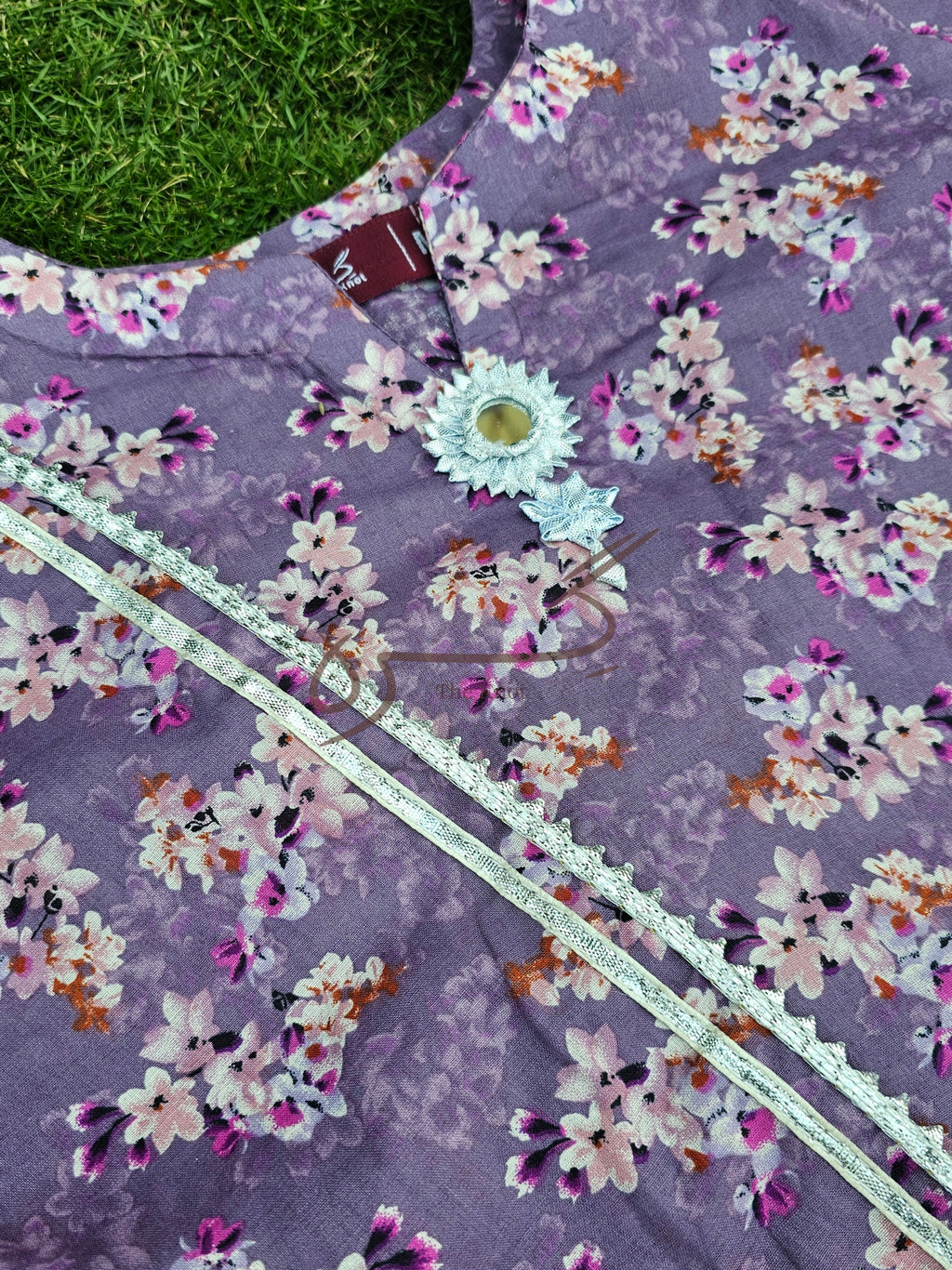 Purple Floral Lawn 2-Piece with Gota