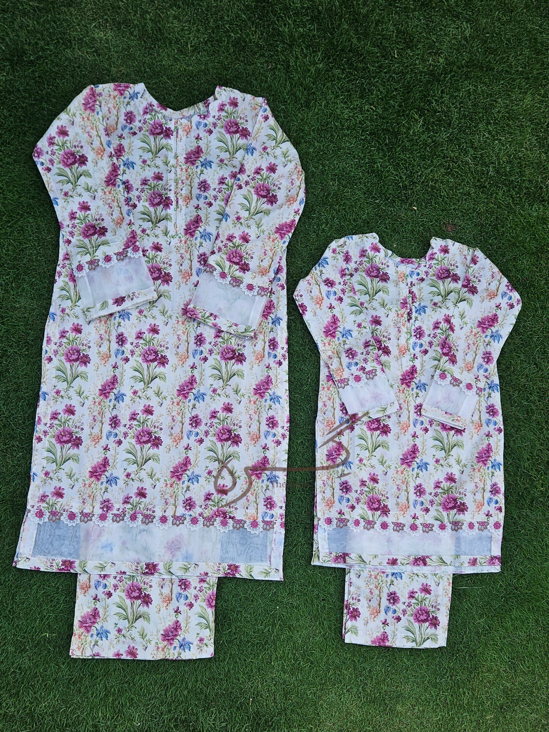 Off-White Floral Qameez & Trouser
