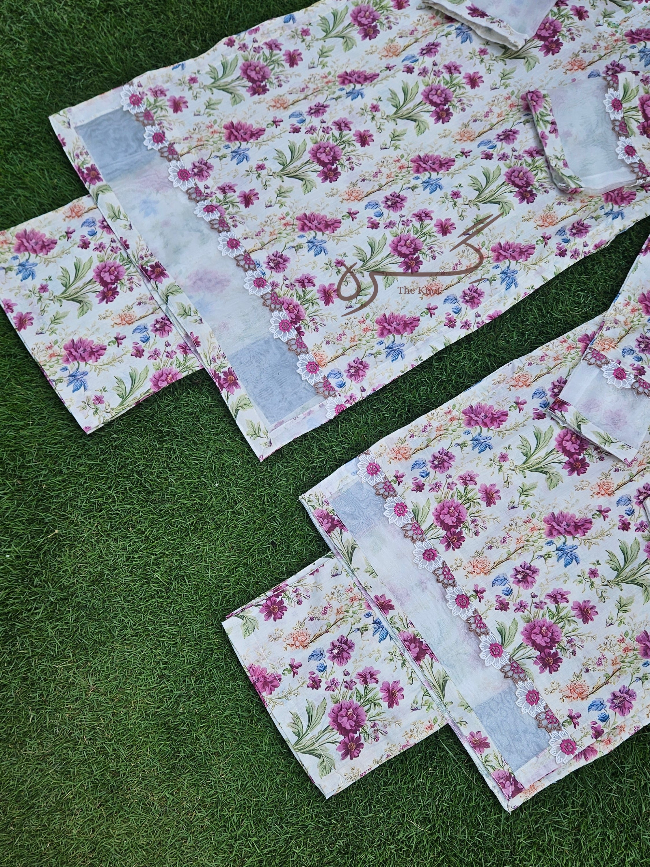 Off-White Floral Qameez & Shalwar