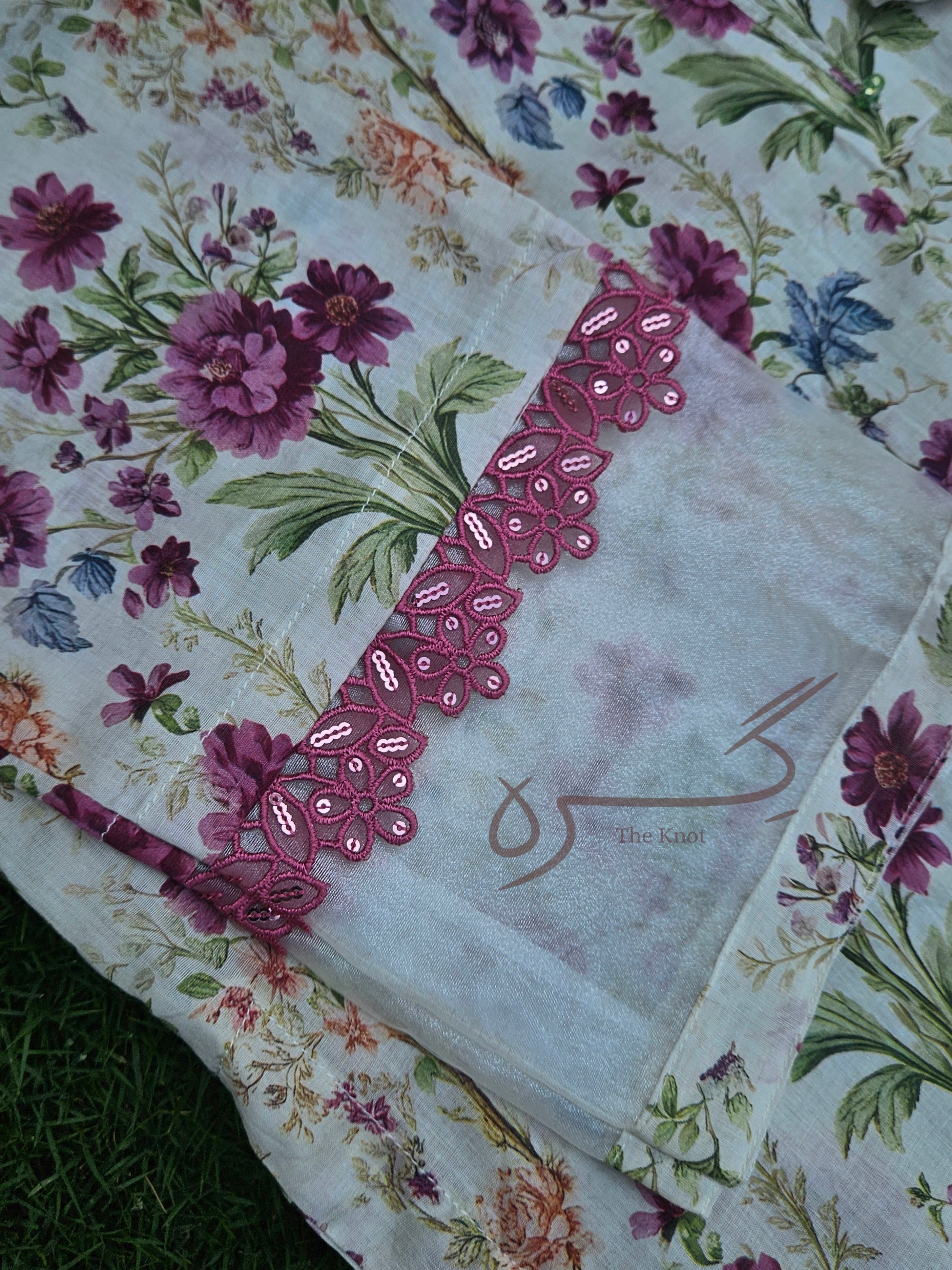 Off-White Floral Qameez & Shalwar