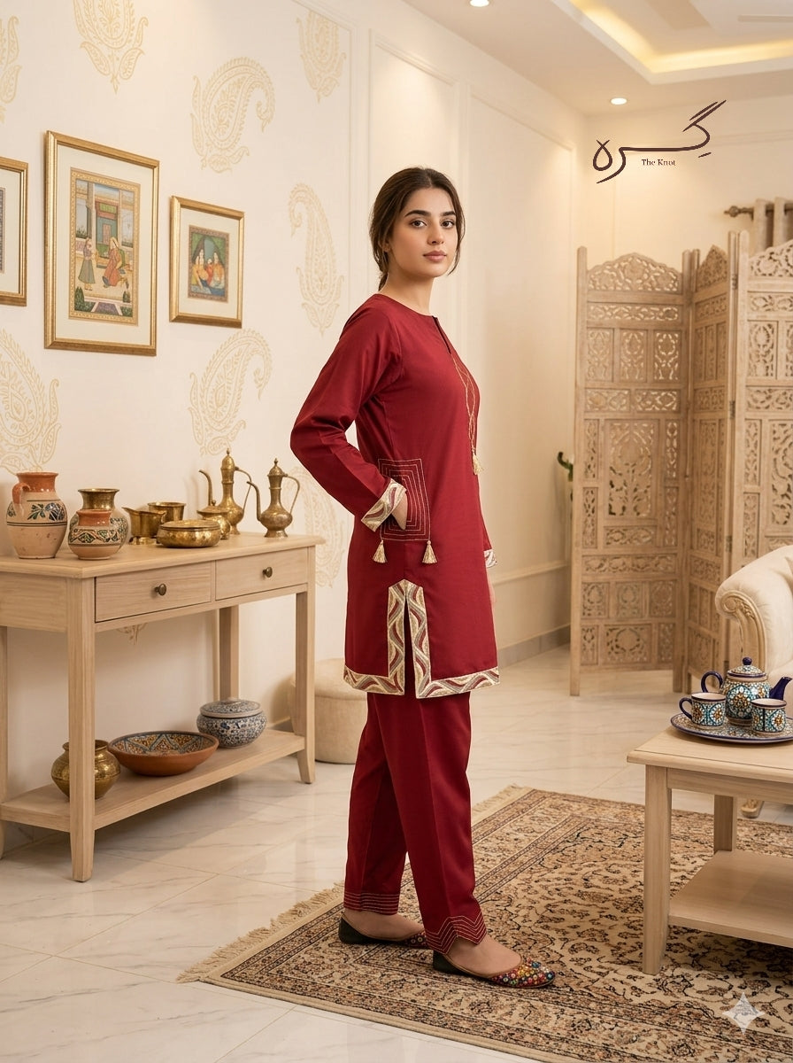 Maroon Eastern Shalwar Qameez