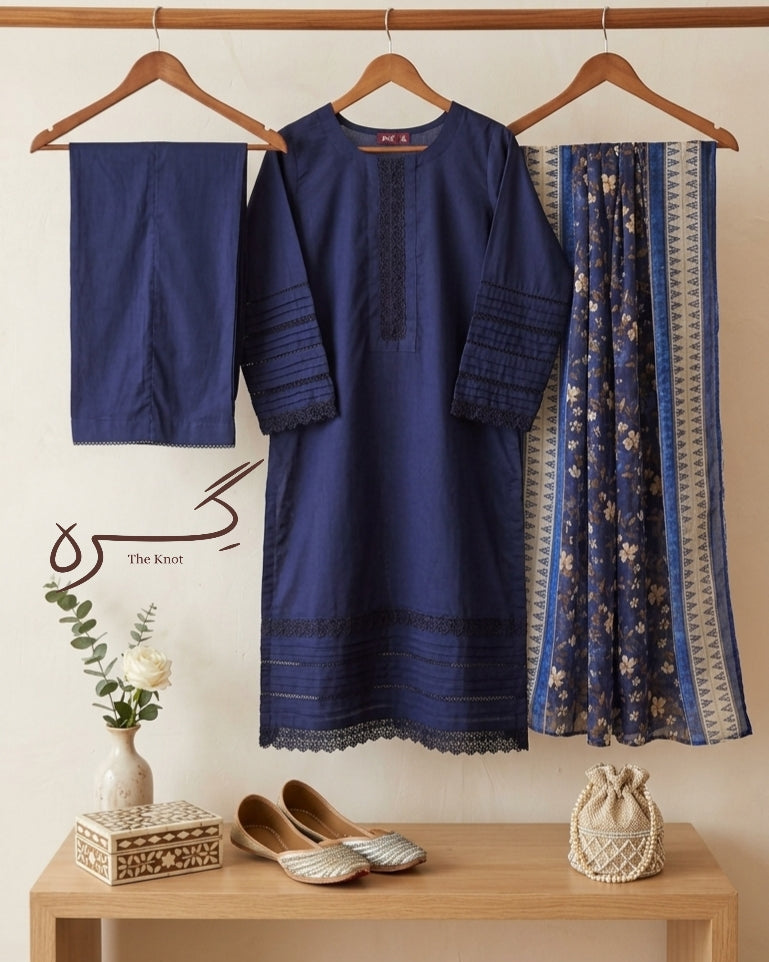 Navy Blue 3 Piece Cotton